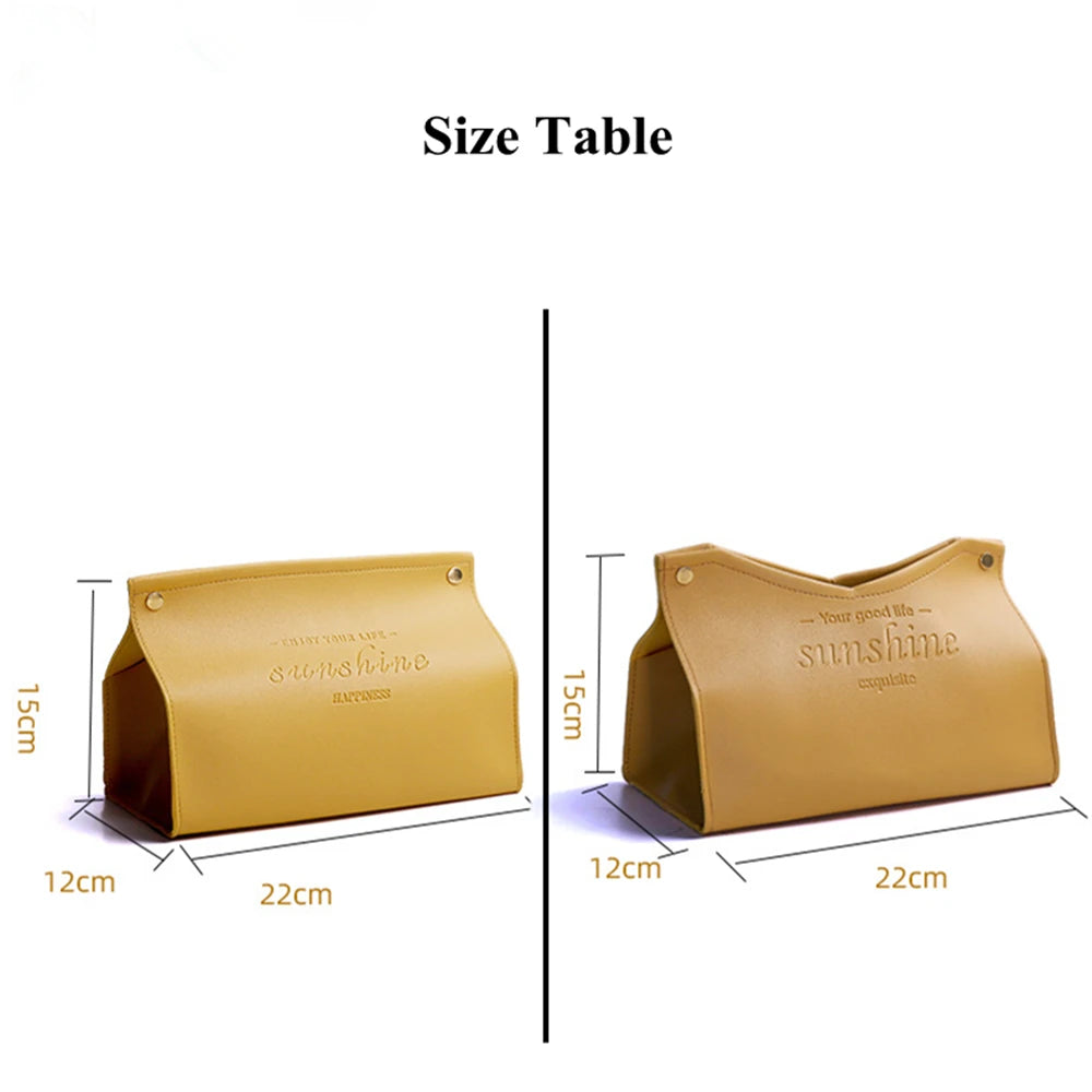 PU Leather Tissue Box Holder - Waterproof Foldable Napkin Storage