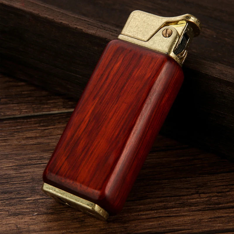 Vintage Sandalwood Kerosene Lighter - Metal Petrol Oil Gift Gadget