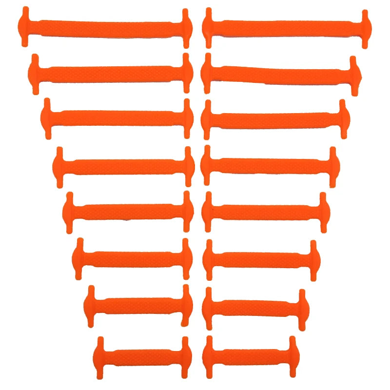 16 Piece Silicone No-Tie Shoelaces - Elastic Flat Lace Set