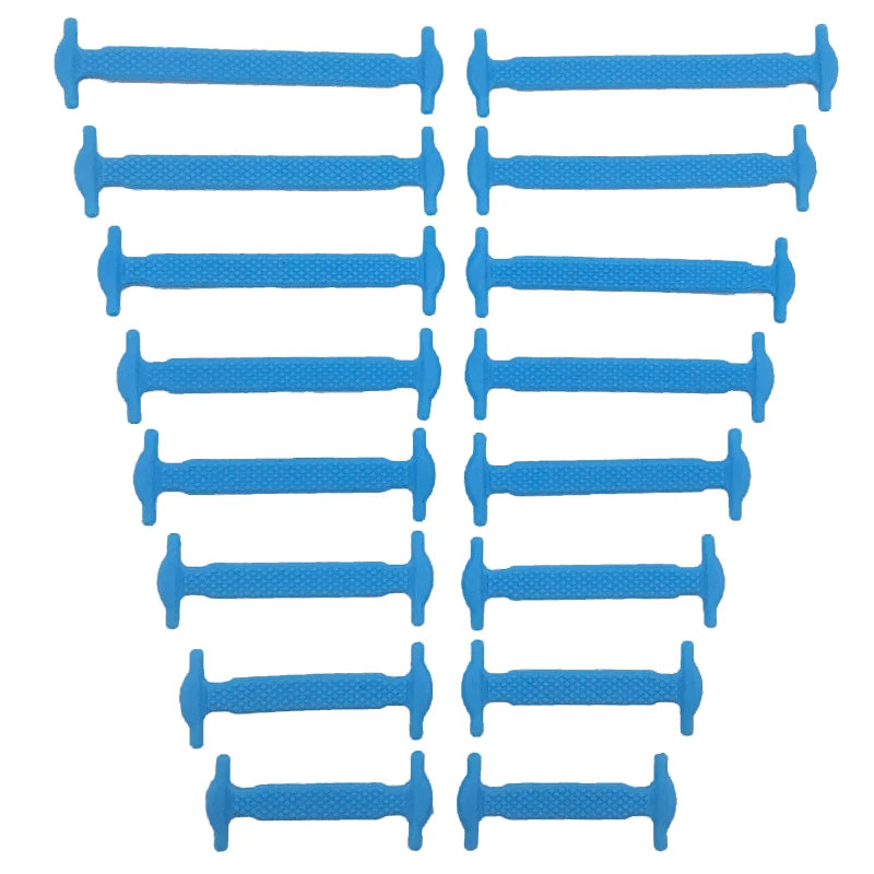 16 Piece Silicone No-Tie Shoelaces - Elastic Flat Lace Set