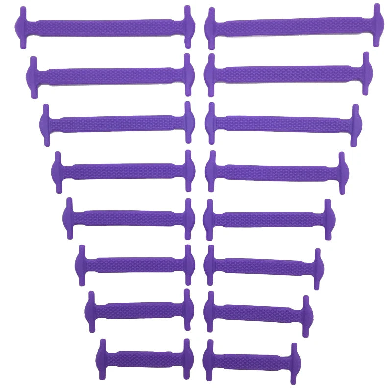 16 Piece Silicone No-Tie Shoelaces - Elastic Flat Lace Set