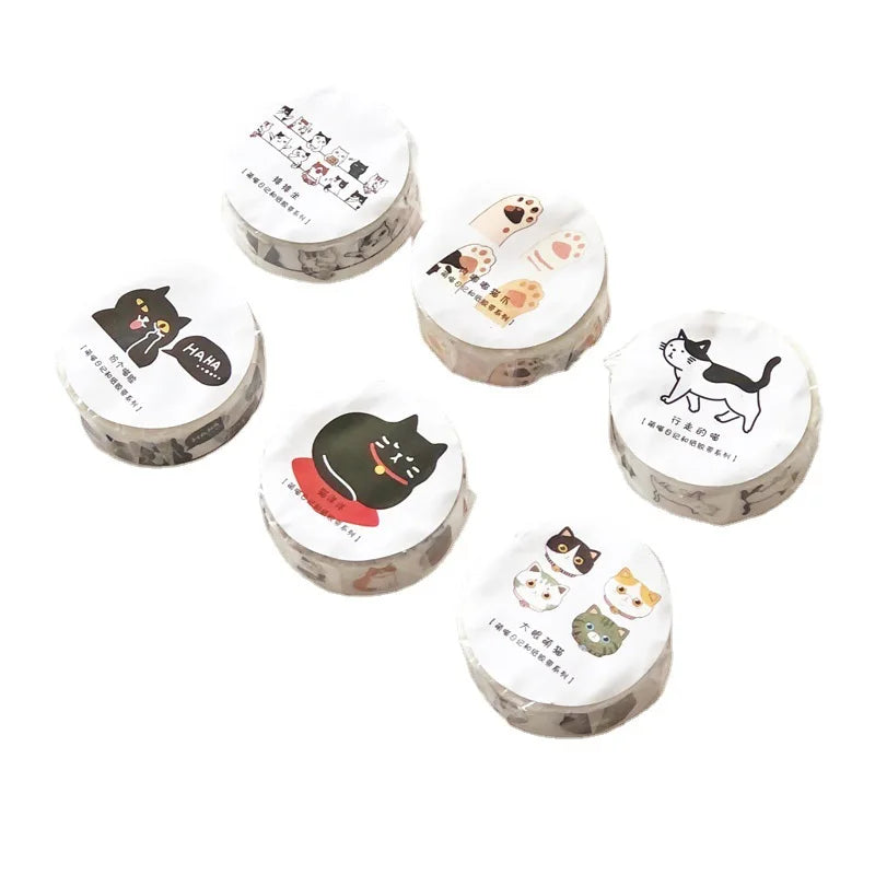 Cute Cat Washi Tape Roll - 5m Adhesive Scrapbooking Label Tape