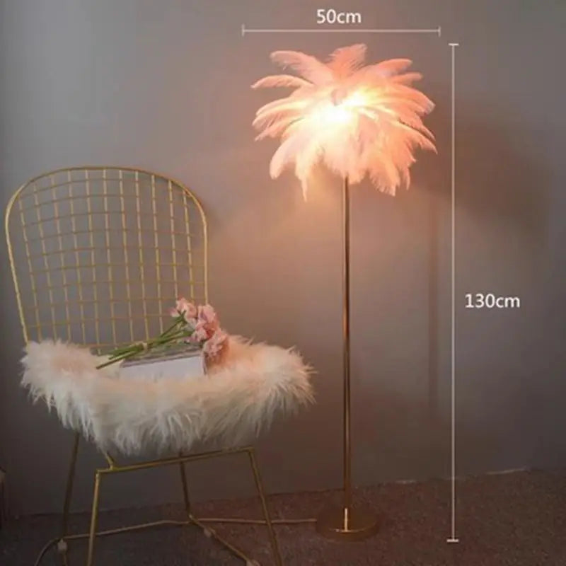 Nordic Ostrich Feather Floor Lamp with LED Lighting