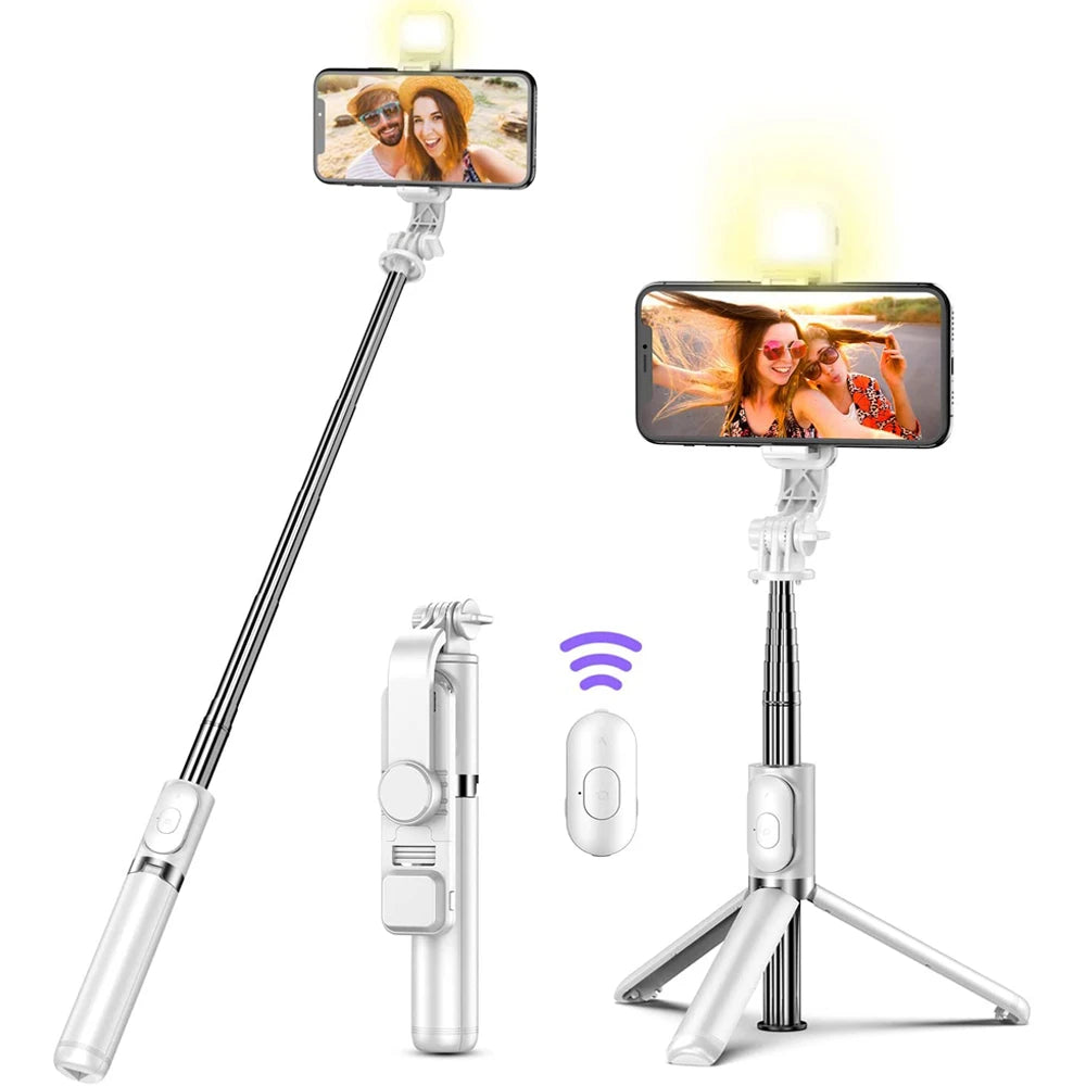 Wireless Bluetooth Selfie Stick Tripod - Foldable Phone Remote Kit