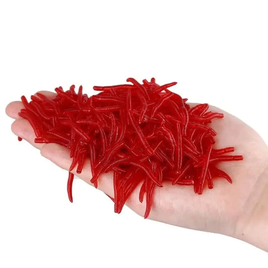 100pcs Soft Bloodworm Fishing Lures - Realistic Red Worm Bait Set