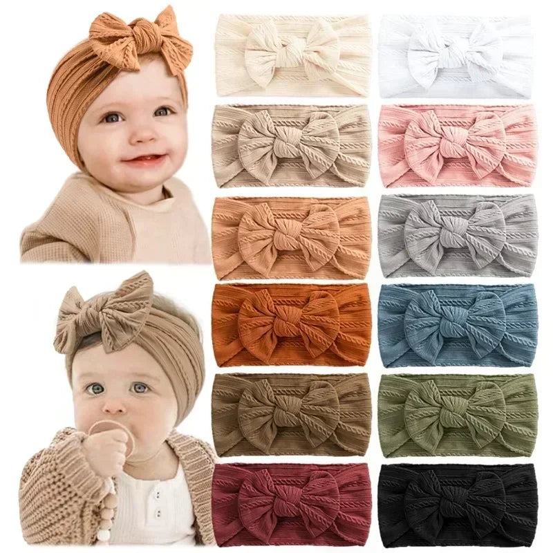 Elastic Baby Bow Headband - Soft Jacquard Newborn Hair Accessory