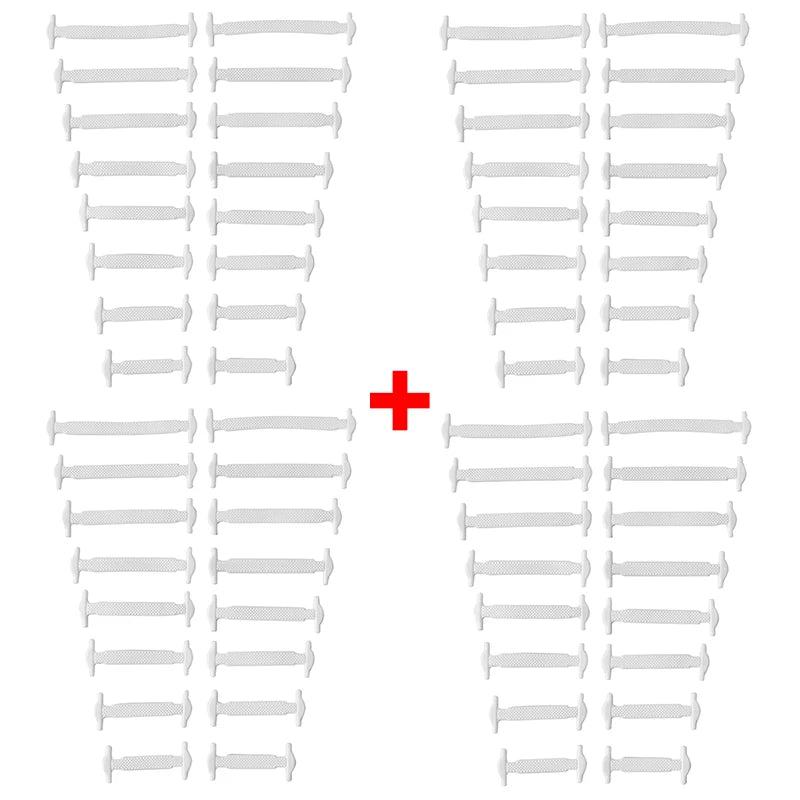 16 Piece Silicone No-Tie Shoelaces - Elastic Flat Lace Set