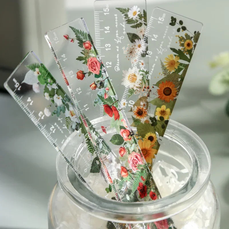 15cm Daisy Rose Student Ruler - Plastic Drawing Tool