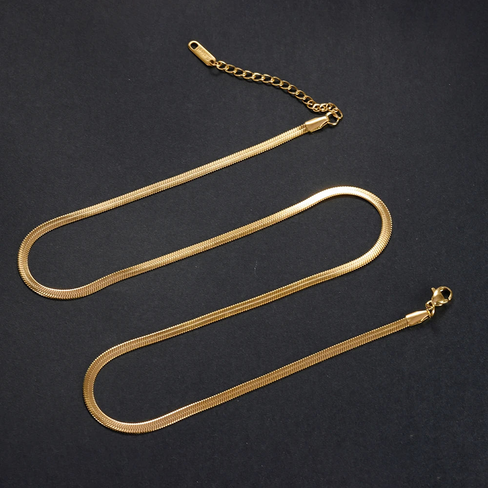 316L Stainless Steel Gold Snake Chain Necklace