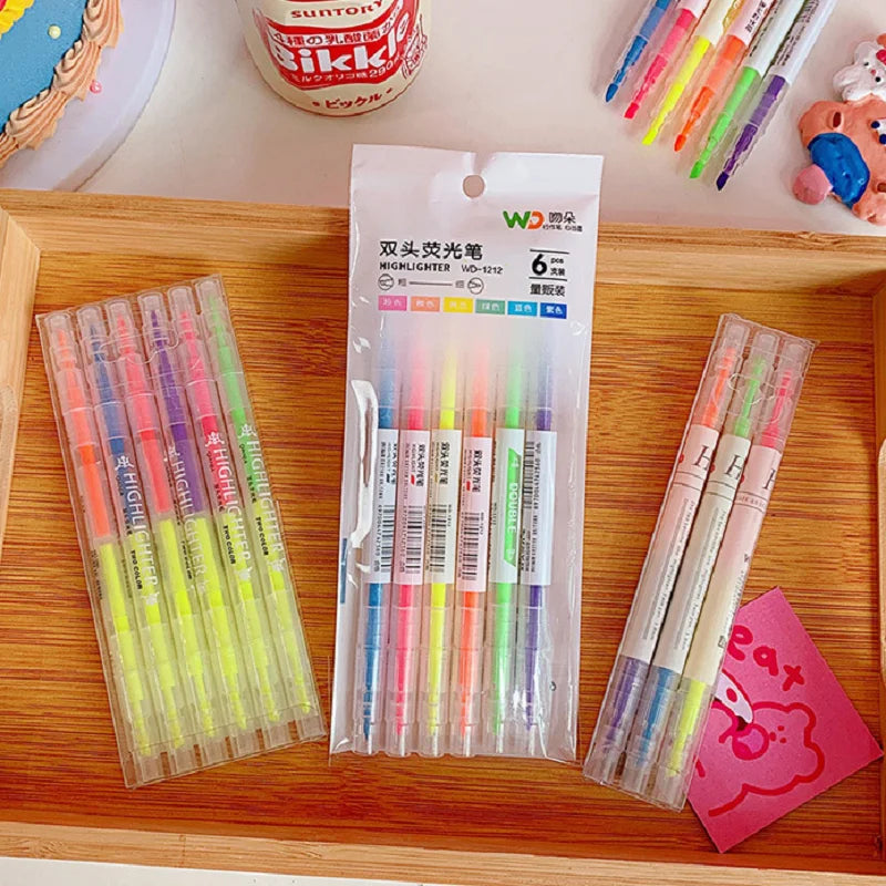 Double-Head Pastel Highlighter Marker Set - 6 Colors