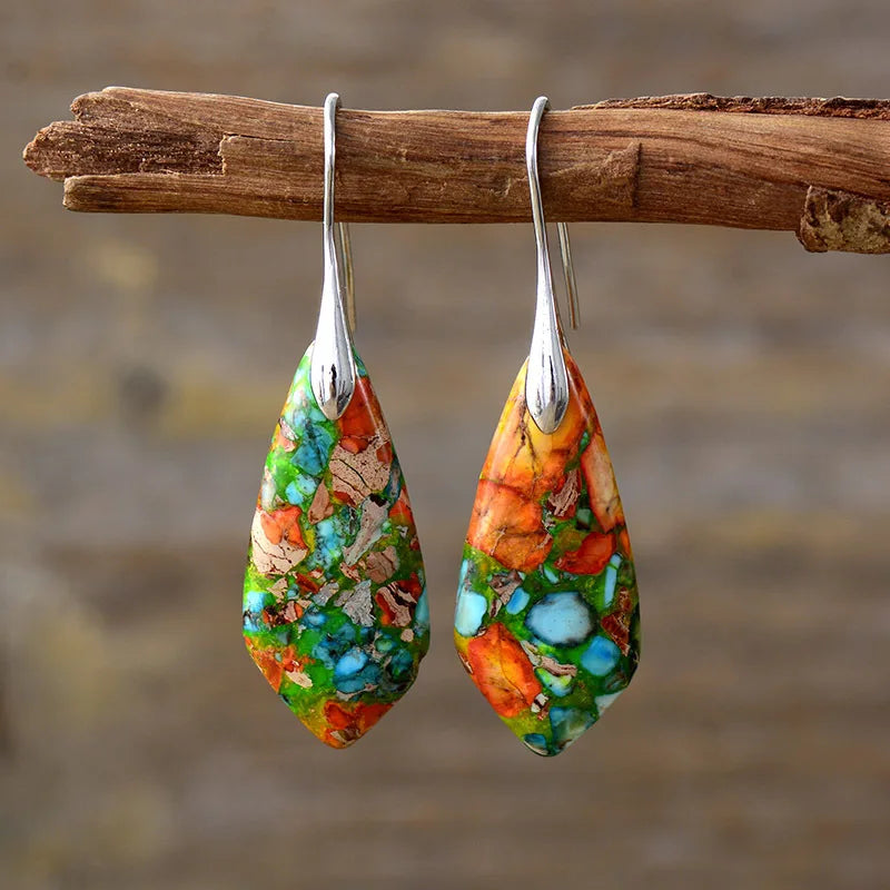 Bohemian Natural Stone Geometric Drop Earrings