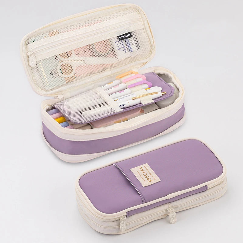 Large Double-Layer Fabric Pencil Case - CPC Safe Material