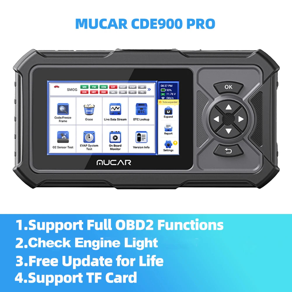 MUCAR CDE900 Pro OBD2 Scanner - 5-Inch Full System Code Reader