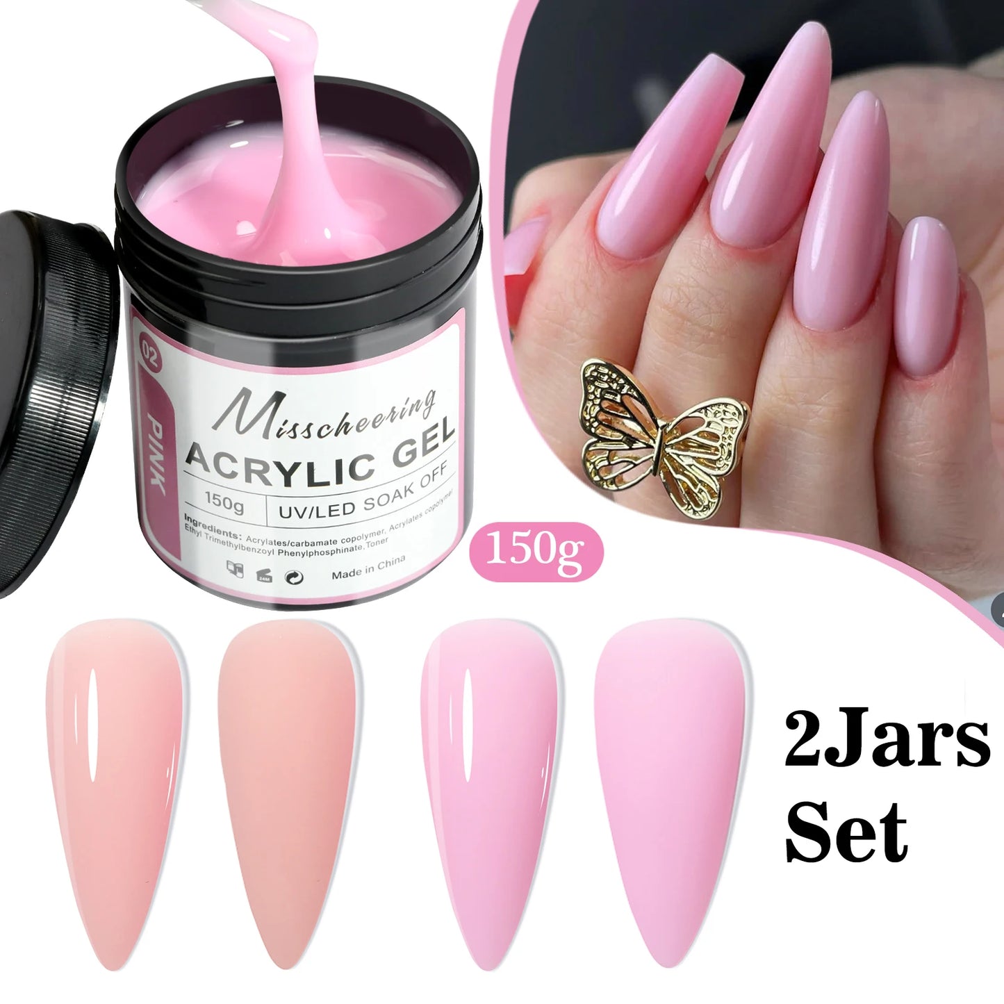 Poly Nail Gel Set - 2/3 Jar UV LED Builder Gel Kit