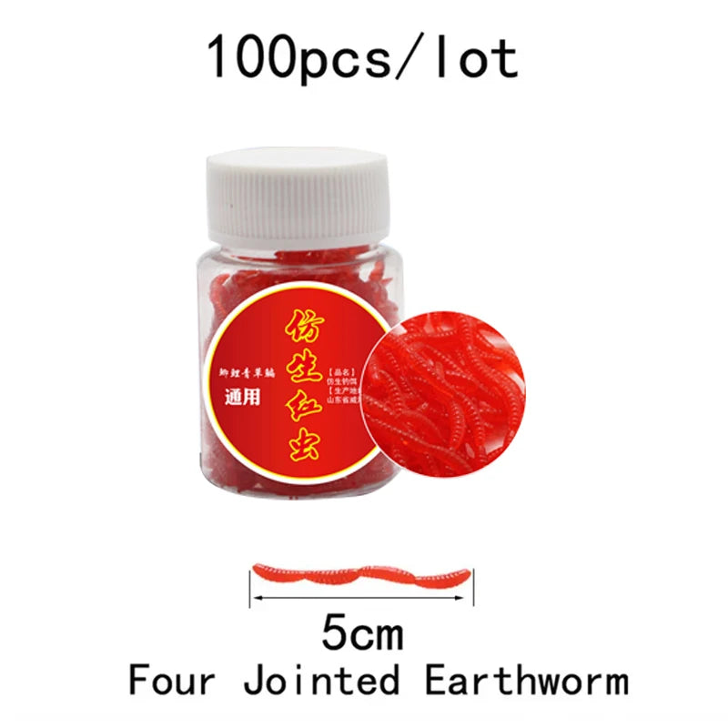 100pcs Soft Bloodworm Fishing Lures - Realistic Red Worm Bait Set