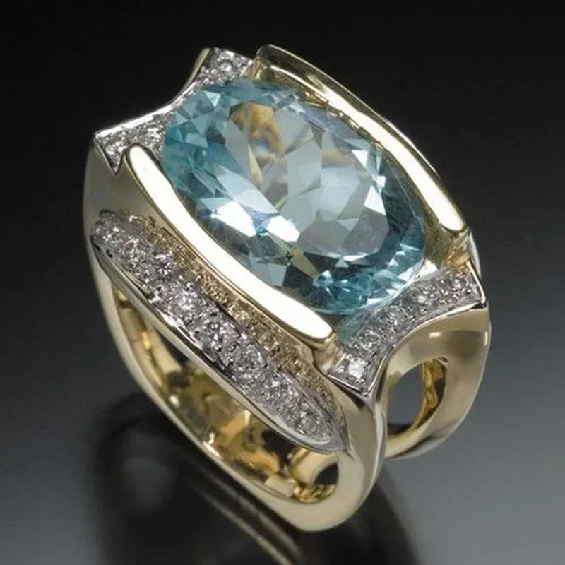 Champagne Square Crystal Statement Ring for Women