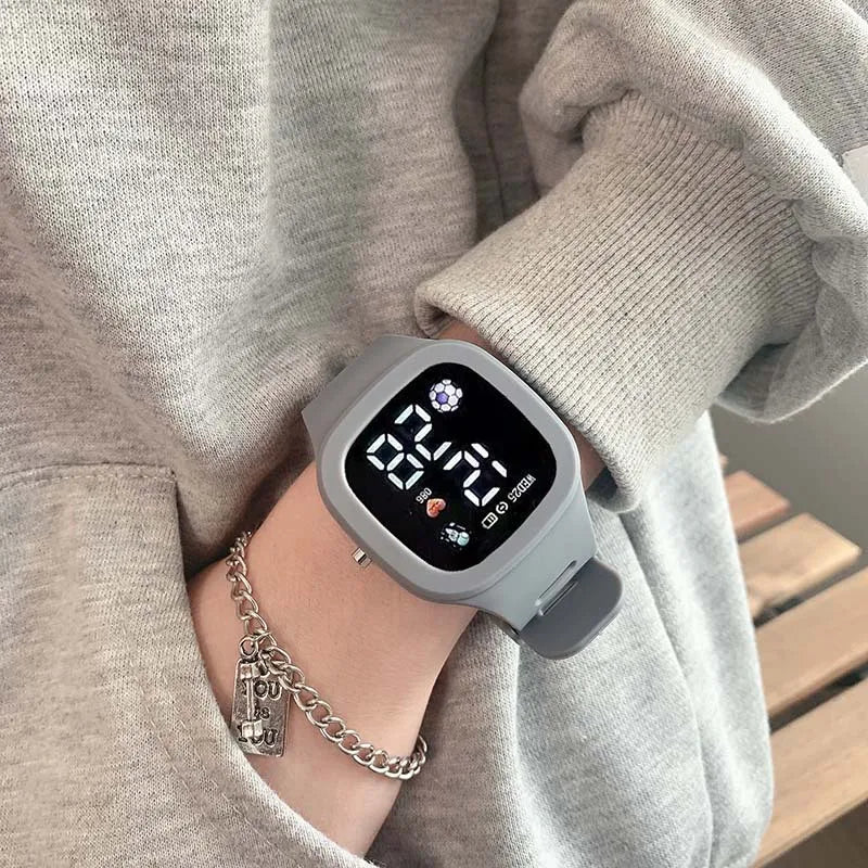 LED Digital Sports Watch - Waterproof Square Silicone Wristwatch
