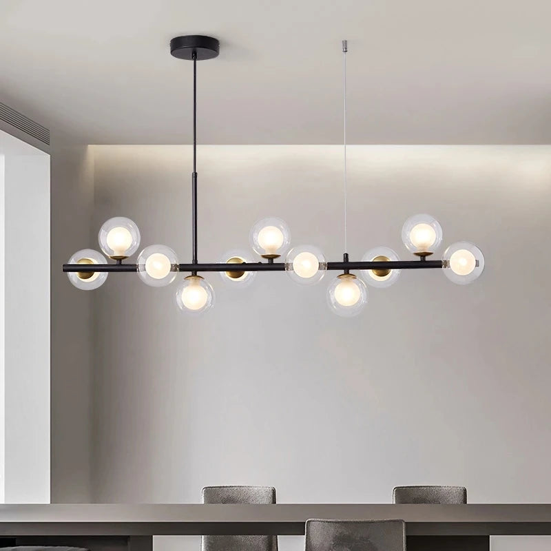 Gold Glass Ball LED Pendant Light with Multi-Head Design