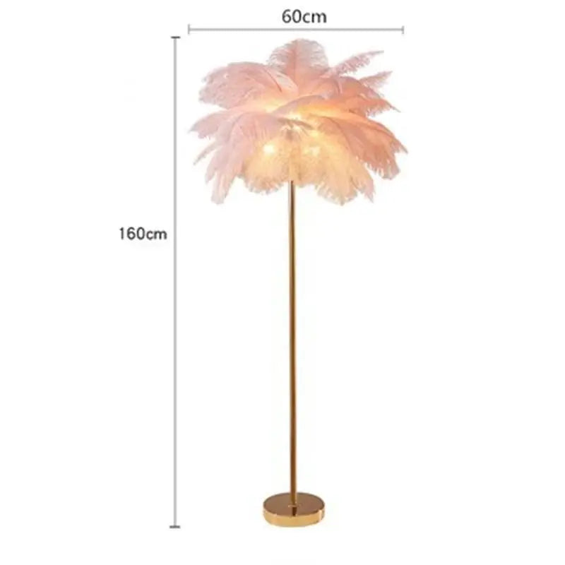 Nordic Ostrich Feather Floor Lamp with LED Lighting