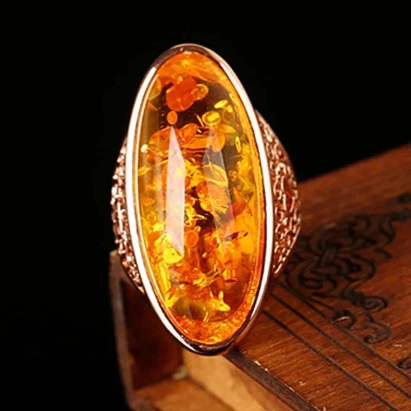 Champagne Square Crystal Statement Ring for Women