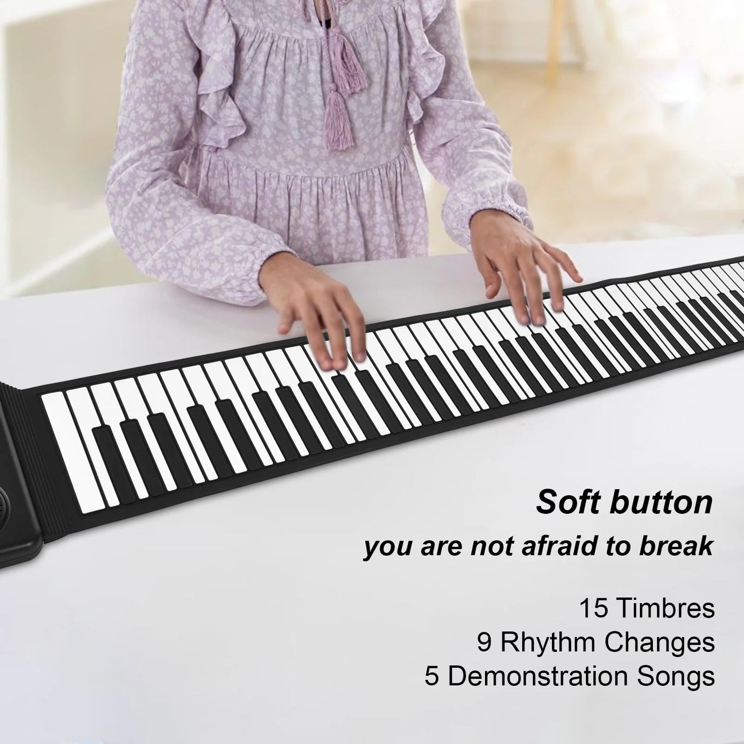 88-Key Foldable Silicone Roll-Up Piano for Home Practice