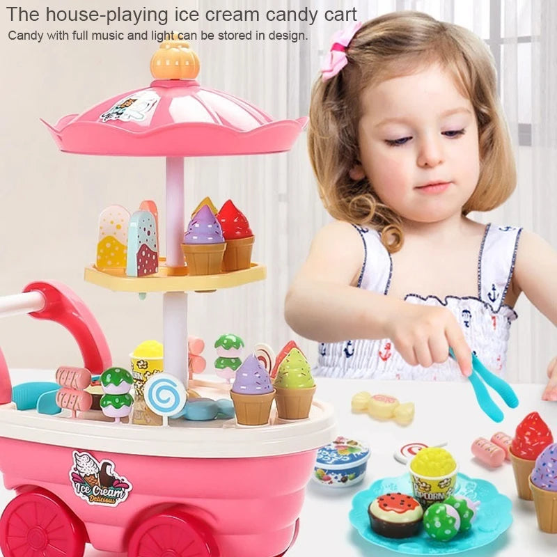 Ice Cream Truck Kitchen Toy Set - Candy Cart Pretend Play
