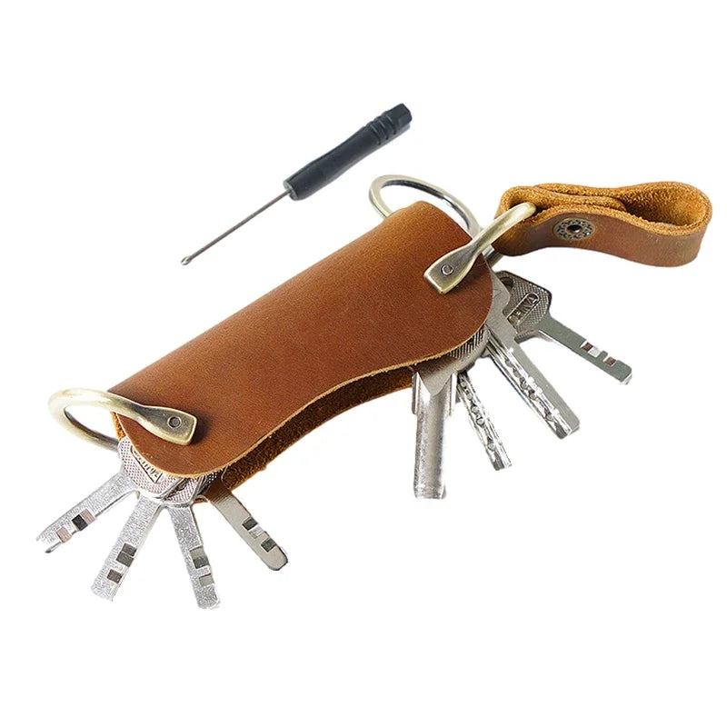 Genuine Leather Car Key Holder - Compact EDC Key Organizer