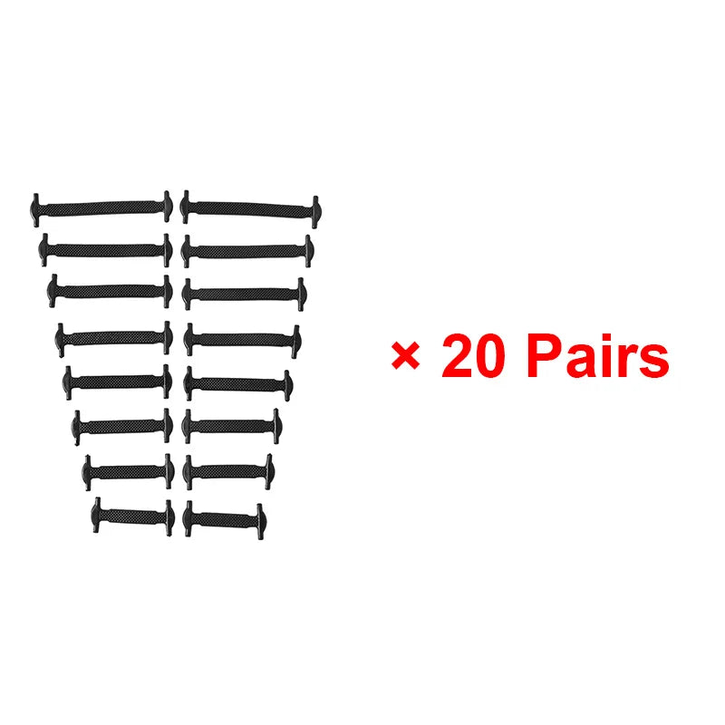 16 Piece Silicone No-Tie Shoelaces - Elastic Flat Lace Set