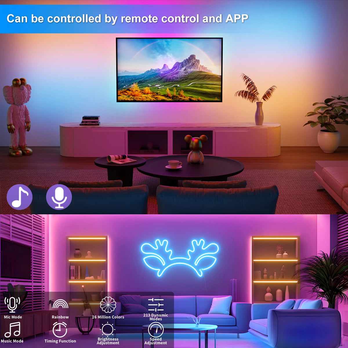 5V RGBIC Waterproof Neon Strip Light with Bluetooth Remote Control