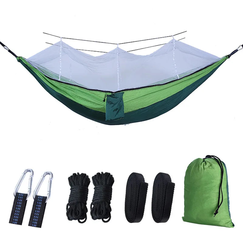 Portable Camping Hammock with Mosquito Net - 210T Nylon Swing Bed