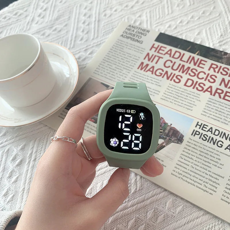 LED Digital Sports Watch - Waterproof Square Silicone Wristwatch