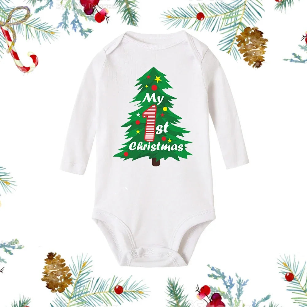 My First Christmas Baby Romper - Snowman Long Sleeve Bodysuit