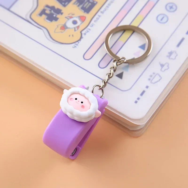 Mini Cartoon Stapler Keychain - Cute Animal Desk Accessory