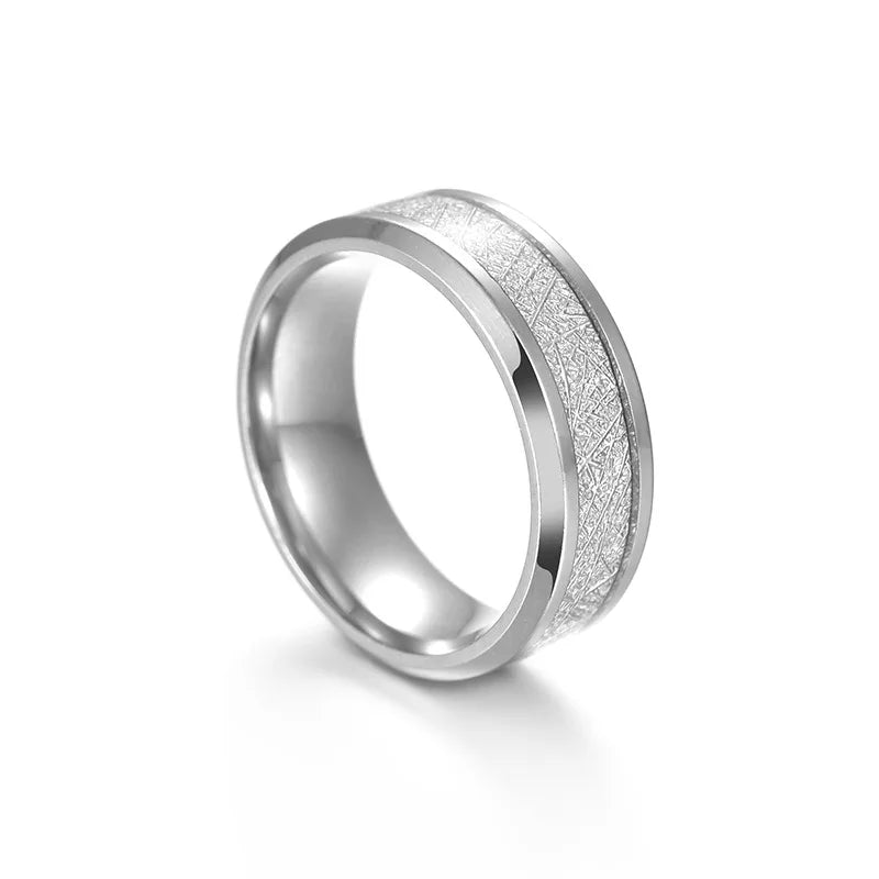 8mm Stainless Steel Tungsten Carbide Meteorite-Style Ring