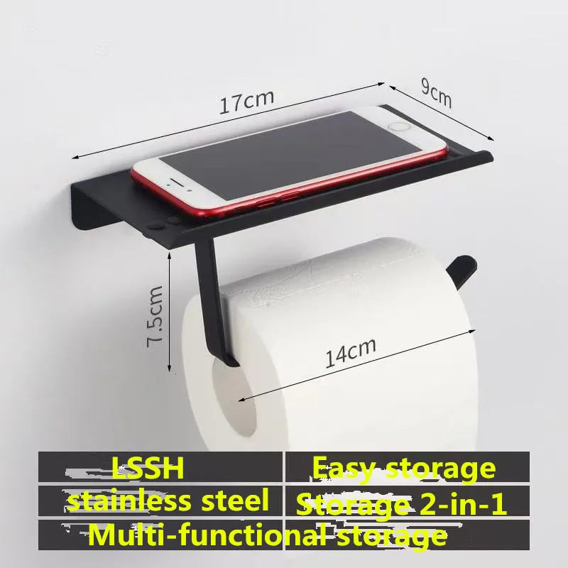 Stainless Steel No-Drill Bathroom Paper Holder