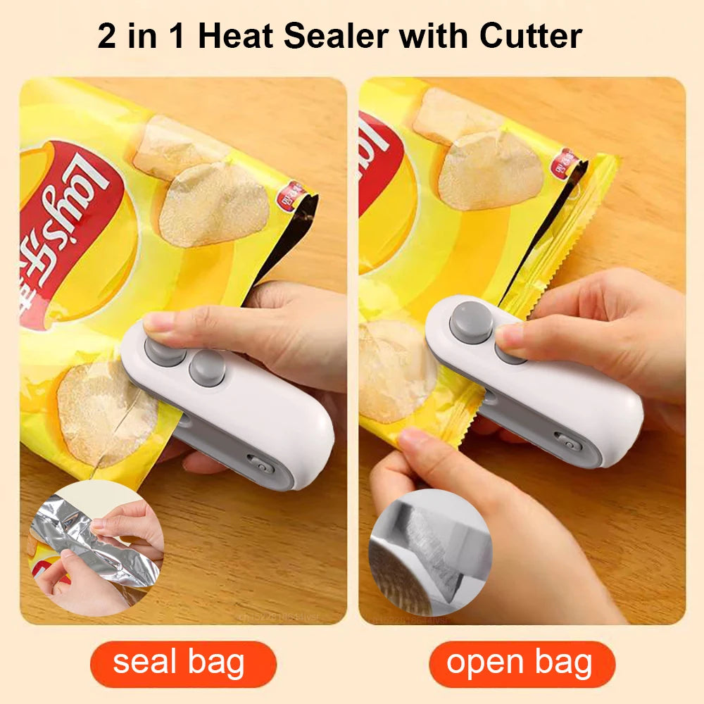 Mini 2-in-1 Handheld Bag Sealer with Cutter and Magnet