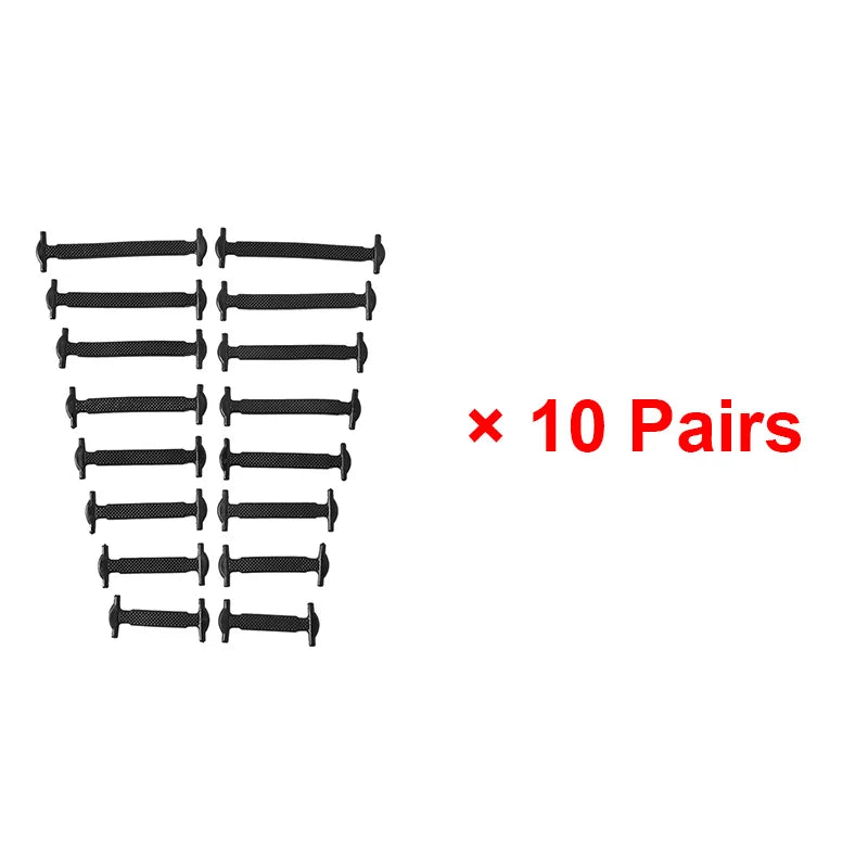 16 Piece Silicone No-Tie Shoelaces - Elastic Flat Lace Set