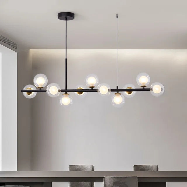 Gold Glass Ball LED Pendant Light with Multi-Head Design