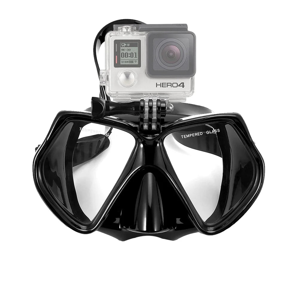 Diving Mask with Snorkel Tube - Tempered Glass Camera-Compatible Swim Gear