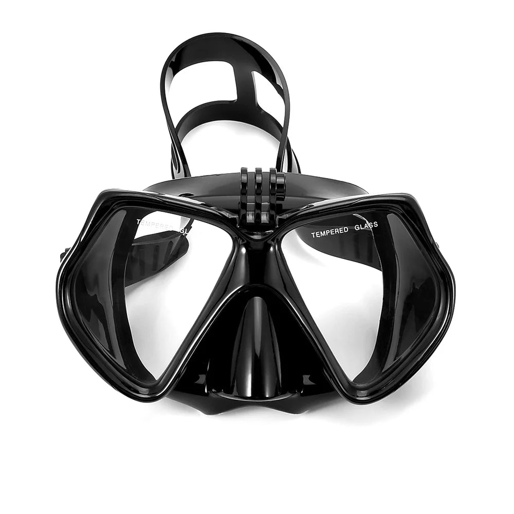 Diving Mask with Snorkel Tube - Tempered Glass Camera-Compatible Swim Gear