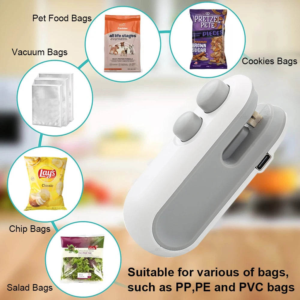 Mini 2-in-1 Handheld Bag Sealer with Cutter and Magnet