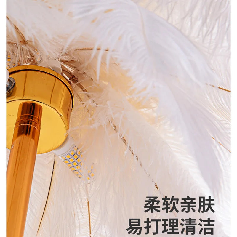 Nordic Ostrich Feather Floor Lamp with LED Lighting