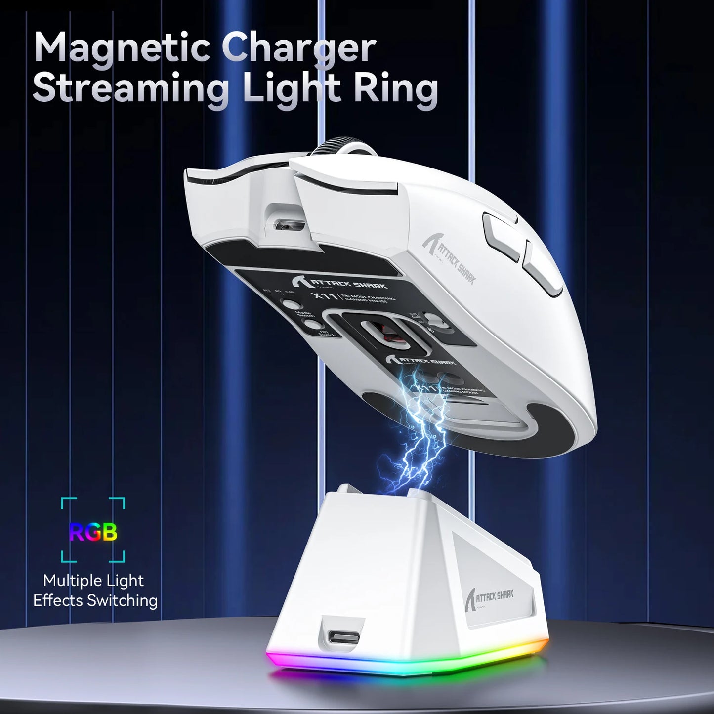 Attack Shark X11 Wireless Gaming Mouse - RGB Magnetic Charging Dock