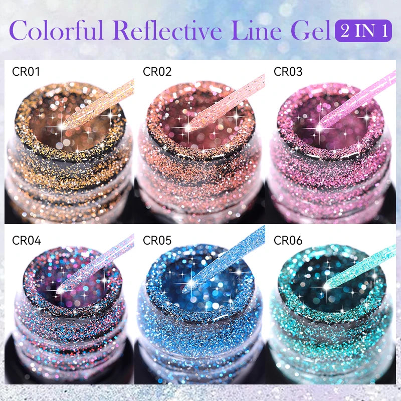 LILYCUTE Reflective Glitter Liner Nail Gel - 5ml