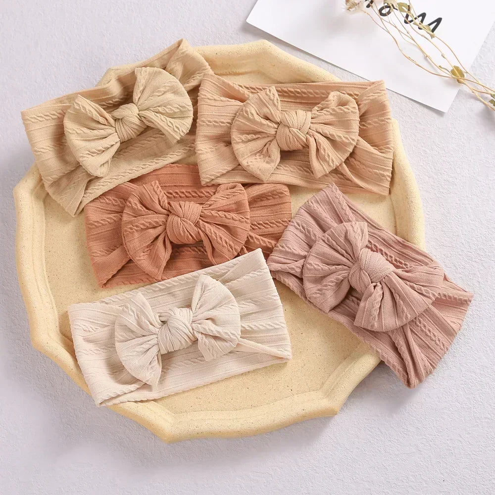 Elastic Baby Bow Headband - Soft Jacquard Newborn Hair Accessory