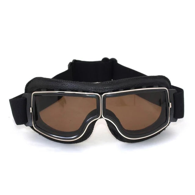 Retro Windproof Motorcycle Helmet Glasses - Brown