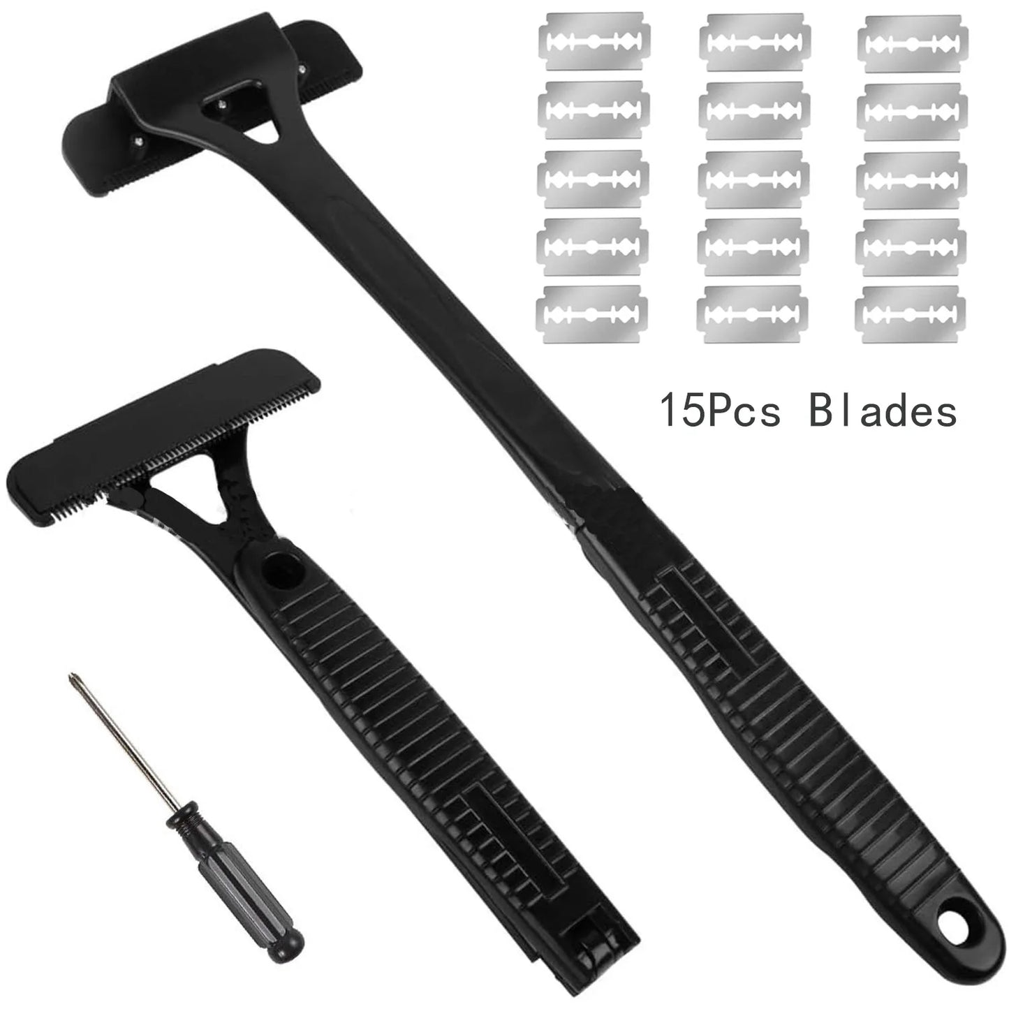 Foldable Long Handle Back Shaver for Men - Black