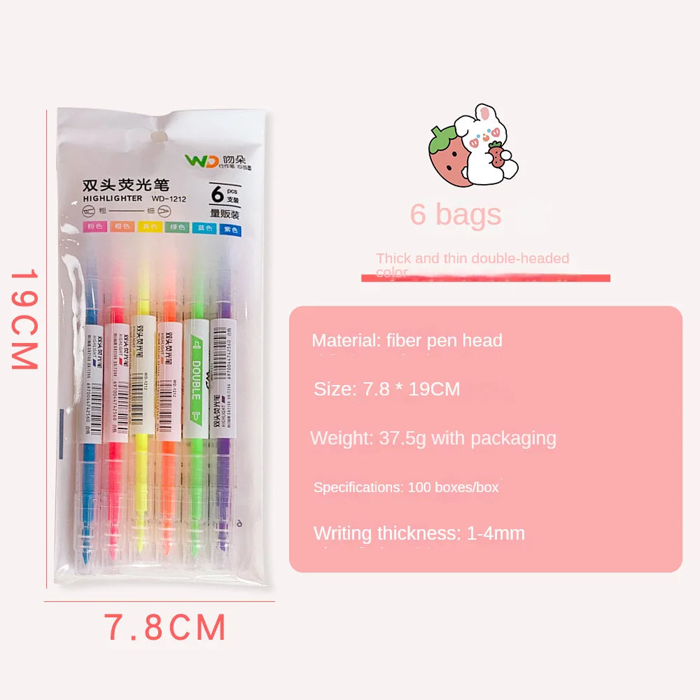 Double-Head Pastel Highlighter Marker Set - 6 Colors