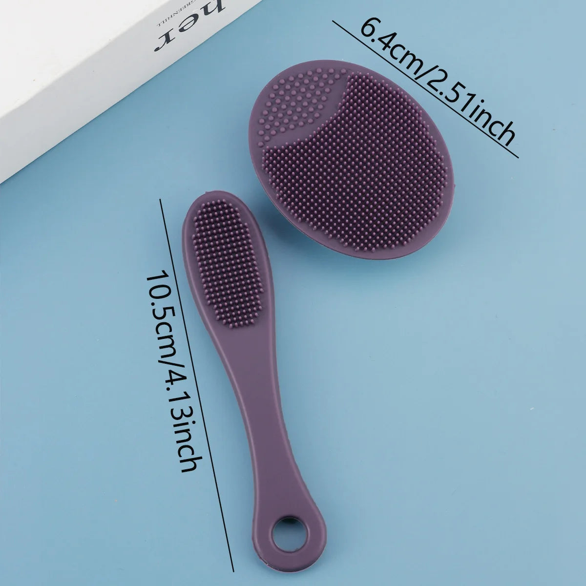 2-Piece Silicone Facial Cleansing Brush Set - Rose Red