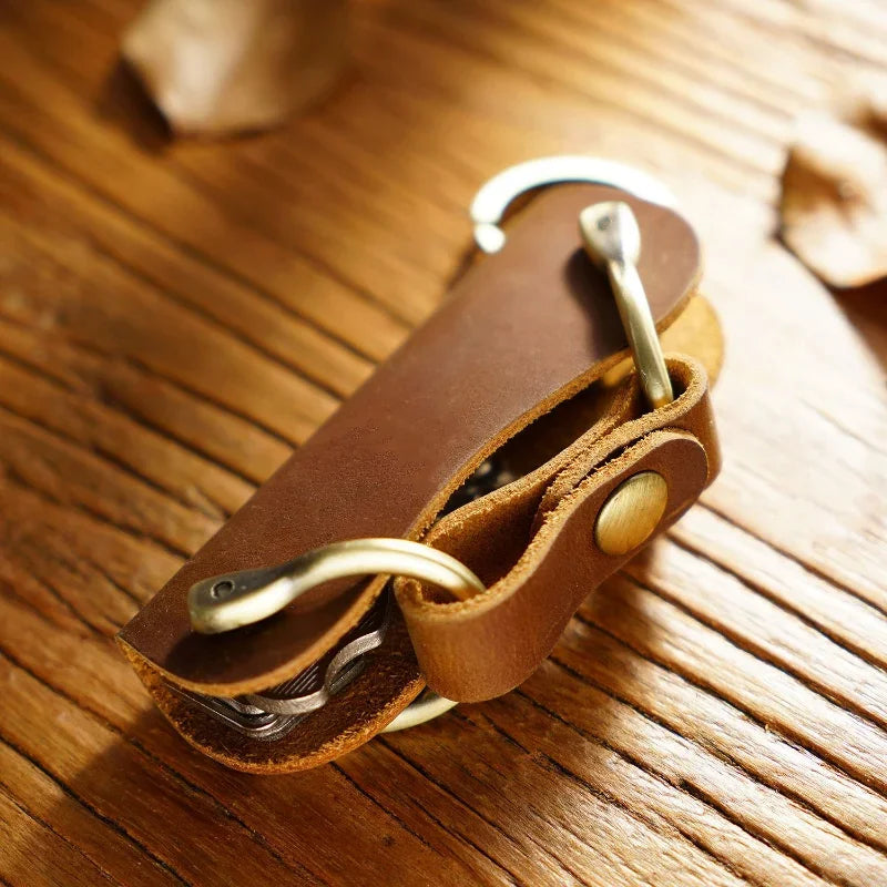 Genuine Leather Car Key Holder - Compact EDC Key Organizer